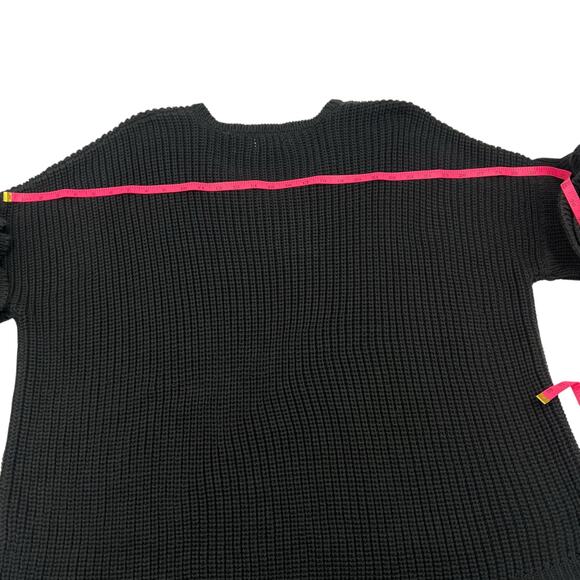 Honest Cotton Womens Black Handknit Heavyweight Oversized Sweater One Size - Picture 10 of 10